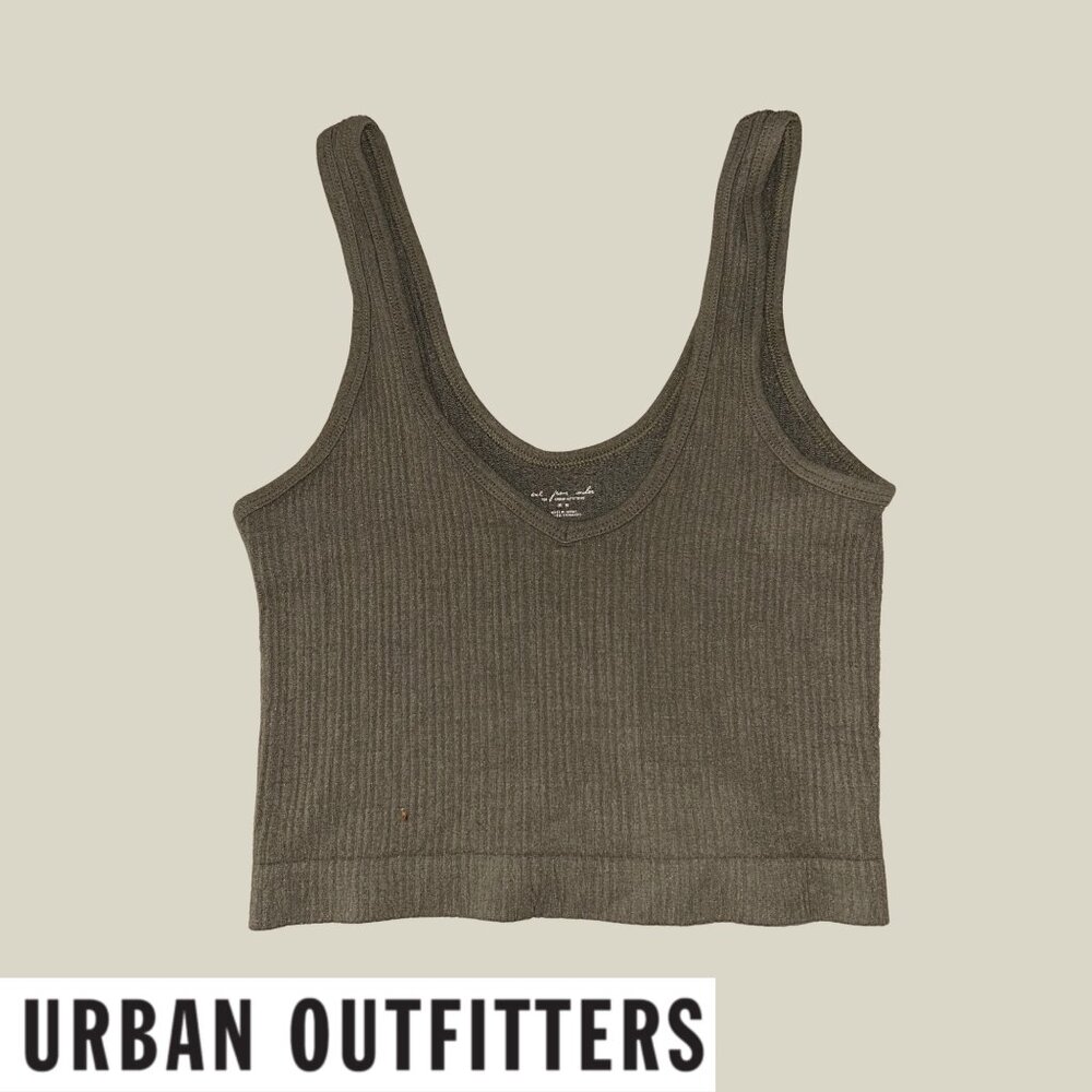 Urban Outfitters Out from Under Plunge ribbed seamless cropped tank in green (M)